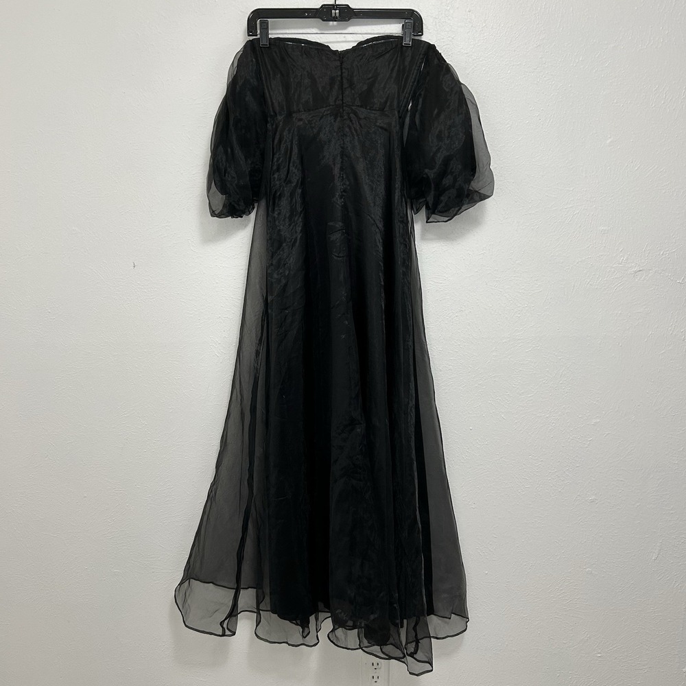 Lulus‎ True Excellence Black Bustier Off-The-Shoulder  Gown XS Hi Slit HOCO Prom - Picture 5 of 12